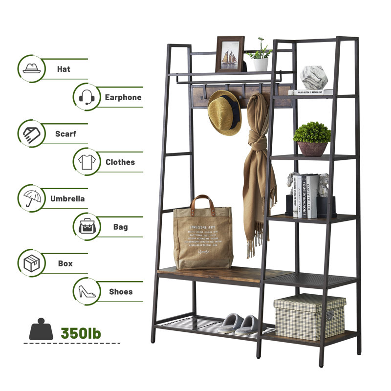 17 Stories Bathild Hall Tree 49.2'' Wide with Bench and Shoe Storage